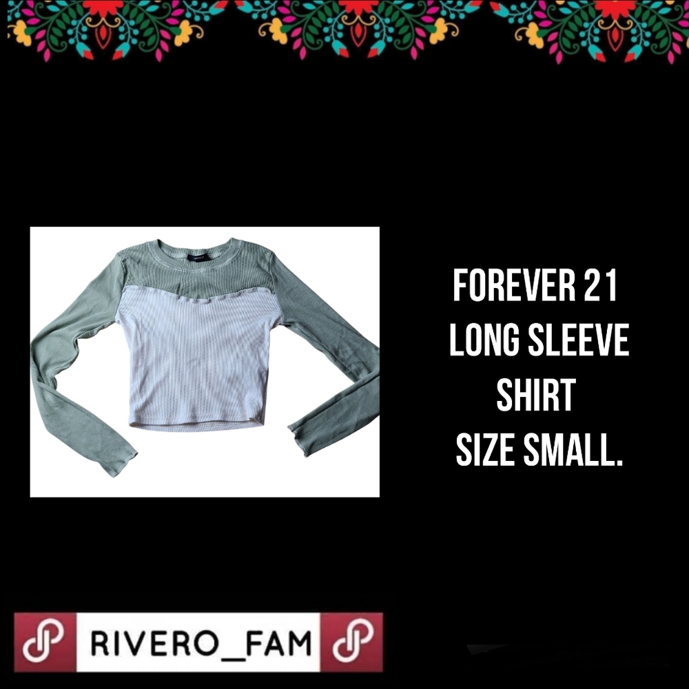 FOREVER 21 | OLIVE & WHITE  | LONG SLEEVE SHIRT | SIZE SMALL